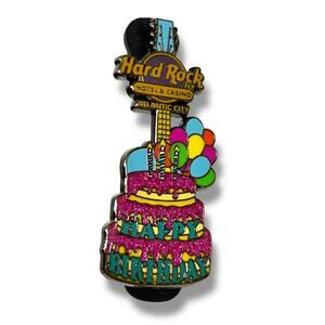 Hard Rock Cafe Atlantic City Lapel Pin Happy Birthday 2" Limited Edition
